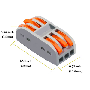 Borne de raccordement rapide 3 entrées 3 sorties, orange-gris, en cuivre étamé, à sertir, pour câblage rapide – Meilleure vente - Product Image 4