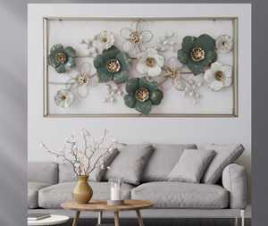 ประติมากรรมศิลปะติดผนังรูปดอกไม้โลหะแนววินเทจดีไซน์วงกลมสำหรับห้องนั่งเล่นห้องนอนสำนักงานบ้านแขวนด้วยผงเคลือบ - Product Image 1