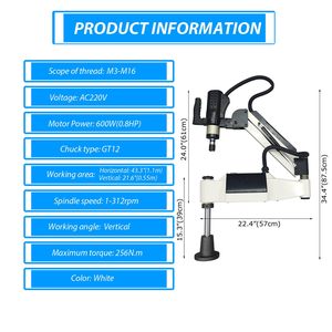 Máquina Roscadora Eléctrica Servo de 600W, Tipo Vertical M3-M16, CNC Inteligente con Velocidad Continua para Machos y Terrajas - Product Image 3