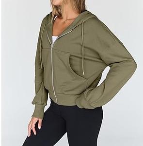 Coupe ample surdimensionné recadrée poids lourd épais sweats à capuche zippés Logo personnalisé épaule tombante fermeture éclair sweat à capuche bas prix en vrac capuche thermique - Product Image 4