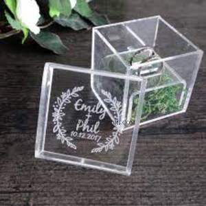 Lot de 3 boîtes de décoration de mariage en acrylique transparent, forme personnalisée, vaisselle de table, rangement de cartes décoratives, vente en gros - Product Image 3