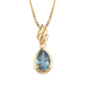 Pendentif en topaze bleue de Londres, forme poire, plaqué rhodium, argent 925, serti à griffes, bijoux fins faits à la main de luxe par Ishime Jewels pour femmes - Product Image 2