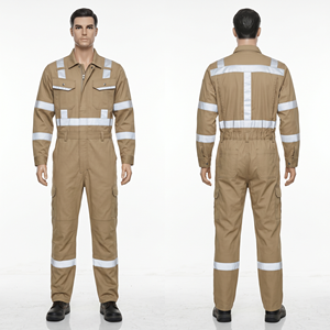Combinaison de sécurité réfléchissante en sergé de polycoton gris premium 245 GSM, vêtements de travail industriels, logo personnalisé - Product Image 4