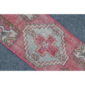 พรมตุรกีสีแดงวินเทจขนาด1.4x2.9ฟุตพื้นที่ขนาดใหญ่แบบคลาสสิกสี่เหลี่ยมผืนผ้าลายแอบสแตรกต์ผ้าขนสัตว์ด้านหลังเป็นยางสำหรับห้องวัยรุ่น - Product Image 5