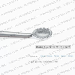 Cuillère à os Curette à os avec manche en bois Insutrument chirurgical orthopédique en acier inoxydable - Product Image 5