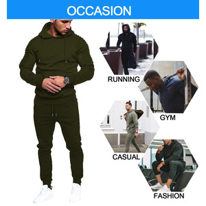2025 dernière conception hommes plaine survêtements respirant lavage à l'acide 2 pièces ensemble à capuche et pantalons de survêtement survêtements ensembles de survêtement - Product Image 2