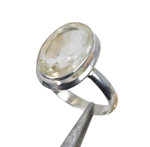 Citrine jaune taillée naturelle Bague en argent sterling 925 avec pierres précieuses Novembre Pierre de naissance Forme ovale Citrine Solitaire Bague Cadeau pour elle - Product Image 1