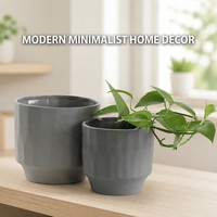 Pot de fleurs en céramique émaillée, vase rond, écologique, décoration de jardin et de bureau
