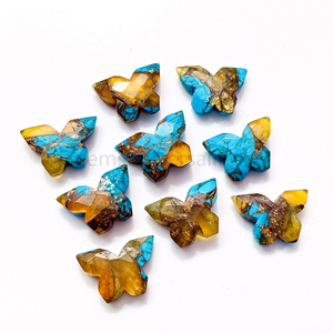 Top Qualité Huître Turquoise Facettes Papillon Forme Gemme Briolette 14mm Lâche Sculpté Turquoise Perles pour La Fabrication De Bijoux - Product Image 1