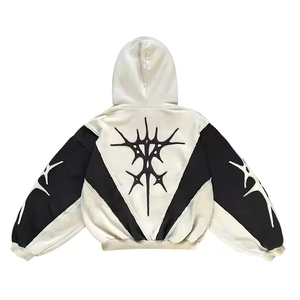 เสื้อฮู้ดดี้ทรงบ็อกซี่ผ้าฝ้าย 100% หนัก 400 กรัม สไตล์วินเทจ ล้างสีแบบทราย พิมพ์ลายปัก สำหรับผู้ชาย รุ่น OEM กำลังเป็นที่นิยมในปี 2025 ปรับแต่งได้ - Product Image 2