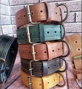 Collier de chien solide véritable personnalisé, collier de chien robuste, collier de chien en cuir large Collier de chien en cuir vert de qualité pour - Product Image 1