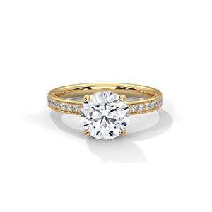 1ct Lab Diamond Engagement <b>Ring</b> Round Cut Solitaire with Side Stones 14K 18K 10K Gold & 925 Silver <b>Dainty</b> Sparkle <b>Ring</b> - Product Image 1