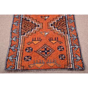 Vintage <b>Runner</b> <b>Rug</b> 2.6x9.8 ft, Orange Blue Animal Print <b>Rug</b> Wool - Product Image 5