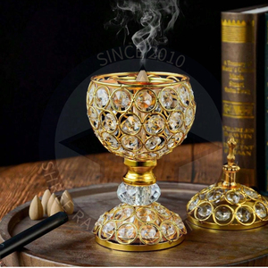 Brûleur d'encens en métal 100 % naturel, design arabe, diffuseur de parfum sur pied, écologique et luxueux pour la décoration de l'Aïd - Product Image 2