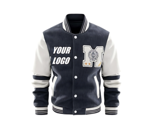 Chaqueta Universitaria Personalizada para Hombre, Estilo Varsity, Mangas de Lona de Poliéster/Algodón, Puños Acanalados, Cierre de Broches, Bordado, Estilo Urbano, Invierno - Product Image 1