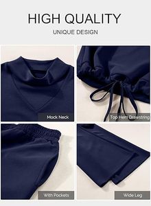 ชุดเซ็ตเสื้อผ้าลำลองผู้หญิง ผ้าฝ้ายพรีเมียม สีพื้น แห้งเร็ว ระบายอากาศดี เหมาะสำหรับใส่เล่นกีฬาในฤดูหนาว - Product Image 5