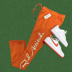 Pantalon de survêtement vintage à jambe évasée Expu International pour homme, coton lourd, logo brodé personnalisé, taille élastique, mi-longueur - Product Image 5