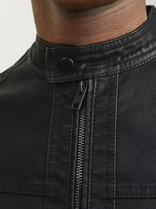 Chaqueta personalizada 2025 de alta calidad para hombre, chaqueta de cuero negro con bolsillo de cuero liso, precio razonable para hombre - Product Image 3