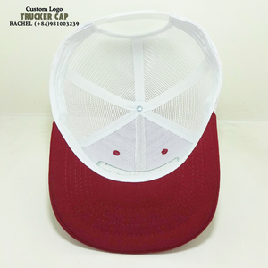 Sombrero de camionero con parche bordado/tejido, 6 paneles, ala curva, rojo/blanco, Gorras estructuradas, Gorras, ala ligeramente curvada, cierre Snapback - Product Image 5