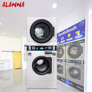 Lavadora de <span class=keywords><strong>Autoservicio</strong></span> Comercial que Funciona con Monedas, Lavadora-Secadora Apilada con Carcasa de Acero Inoxidable para Hoteles - Product Image 1