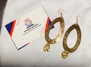 Pendientes de latón hechos a mano para festivales, bodas, trabajo, eventos - JOYERÍA INDIA - Product Image 2