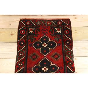 Tapis turc vintage, petit tapis de 1,6 x 2,4 pieds, tapis en laine patchwork rouge et noir - Product Image 3