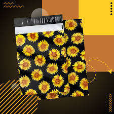 Paquete de 100 Bolsas de Poliéster de 25x33cm, Autoadhesivas, Resistentes al Agua y a Desgarros, Ligeras y Duraderas, 2.3 Mil, Diseño de Girasoles Negros - Product Image 5
