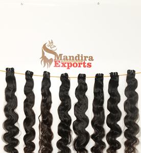 100% vente en gros vendeur vierge pas de traitement chimique Bodywave faisceaux non transformés Extensions de cheveux humains du Temple indien - Product Image 4
