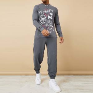 ชุดเสื้อสเวตเตอร์แบบสวมหัวลายกรดสไตล์วินเทจชุดสตรีทแวร์แนวสตรีทเป็นมิตรกับสิ่งแวดล้อมสำหรับเด็กผู้ชายออกแบบโลโก้ได้ตามต้องการขนาดผู้ใหญ่ฤดูใบไม้ผลิ - Product Image 1