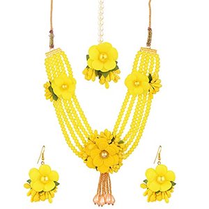 ชุดเครื่องประดับเจ้าสาวผลิตจากลูกปัดไข่มุกสีเหลือง - Product Image 1