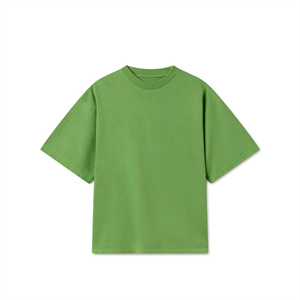 T-shirt vert surdimensionné en coton épais unisexe avec logo imprimé sur le devant et à manches courtes Streetwear décontracté t-shirt blanc vente en gros - Product Image 1