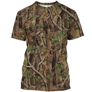 T-shirt d'été à col rond pour hommes, camouflage jungle, séchage rapide, coupe ample, haut long avec impression de personnalité, manches courtes - Product Image 5