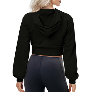 Eco Friendly Discounted Price Easy Wear Women's Crop <b>Top</b> Hoodies <b>Winter</b> High Quality Breathable Hooded Front Logo 100% Cotton - Product Image 3