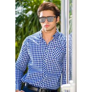 Chemise à carreaux décontractée d'été pour homme NUBIA avec logo personnalisé, coupe classique, col ouvert, 100 % coton popeline, respirante, anti-plis, ODM - Product Image 3