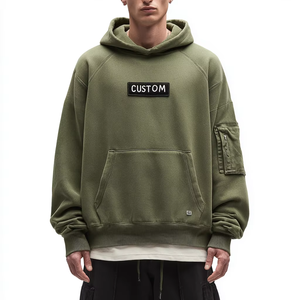 Fournisseur personnalisé OEM sweat à capuche uni surdimensionné pour hommes coupe ample poids lourd 500 g/m² haute qualité multi-poches sweat à capuche pour homme - Product Image 1