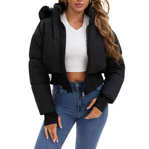 Chaquetas de Burbuja de Alta Calidad para Mujer Talla Grande, Chaquetas con Capucha Acolchadas, Chaquetas de Invierno de Burbuja para Mujer, Color Negro con Capucha de Piel - Product Image 6