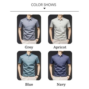 Polo doux anti-rides à manches courtes et à col rabattu pour vêtements pour hommes - Product Image 2
