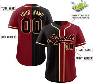 Jersey de béisbol de secado rápido, camiseta de softball de malla abotonada personalizada Pro Fit, aparejos de tela transpirable, letras de sarga, sublimación de EE. UU. - Product Image 4