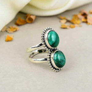 Belle bague de fiançailles fantastique en malachite en argent sterling 925 Fine minimaliste bohème bijoux mariage anniversaire cadeau bague - Product Image 4
