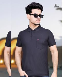 Camiseta de media manga con cuello informal inteligente para hombre para oficina y moda callejera - Product Image 1