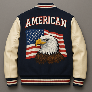 Chaqueta de lana con mangas de cuero y corte corto ligero, parches bordados personalizados, chaqueta universitaria para estadio - Product Image 4
