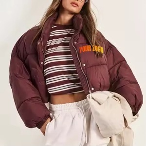 Veste d'hiver matelassée à capuche pour femme, imperméable, coupe-vent, respirante, avec fermeture éclair et boutons, logo personnalisé imprimé, OEM 2025 - Product Image 5