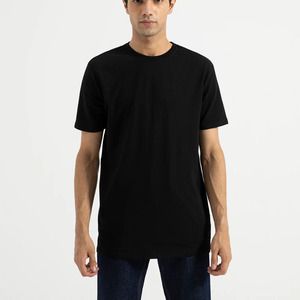 Vente en gros T-shirts noirs 100% coton pour hommes Nouvelle mode Haut à séchage rapide avec motif solide et impression de logo personnalisé - Product Image 3