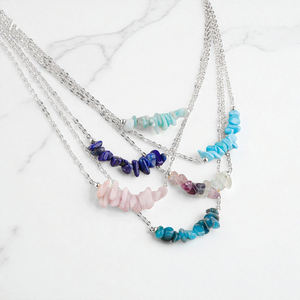 Collar de cadena de caja de oro clásico, cuentas de Chip de moissanita de estilo étnico de plata esterlina, joyería de moda para regalo de boda - Product Image 4