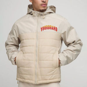 Chaqueta Acolchada Personalizada al por Mayor, Talla Grande, con Cierre de Cremallera, Bloques de Color, Informal, Cortavientos, Ligera, Estilo Urbano, Tinte Liso - Product Image 1