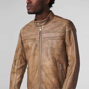 Veste en cuir marron Vintage Racer pour homme-Style motard classique pour un usage quotidien et la conduite de moto - Product Image 4