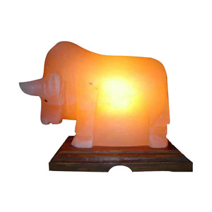 โคมไฟเกลือหิมาลายันหินสีชมพูแบบเหนี่ยวนำ100% โคมไฟไฟฟ้าธรรมชาติทรงกระทิงดีไซน์ร่วมสมัย - Product Image 5