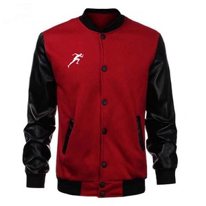 Veste de Baseball pour Hommes Automne Hiver Mode Slim Fit Noir en Cuir à Manches Bomber Veste de Baseball pour Collège pour Hommes Toutes Tailles - Product Image 1