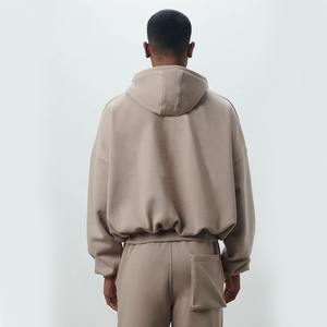 เสื้อฮู้ดผ้าฝ้าย100% สำหรับผู้ชาย500หรูปักโลโก้ได้ตามต้องการเสื้อผ้าแนวสตรีทเนื้อผ้ามีซิปไม่เรียบใส่ในฤดูหนาว - Product Image 2