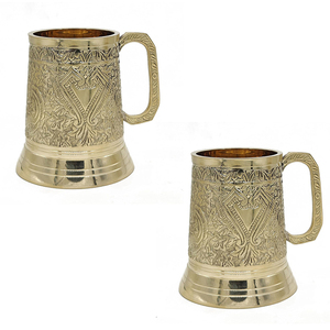 Top Quality Brass <b>Mug</b> Set | Royal Handmade Decorative Tankard | Vintage Medieval Style Table Decor for Home & Gifting Use - Product Image 1
